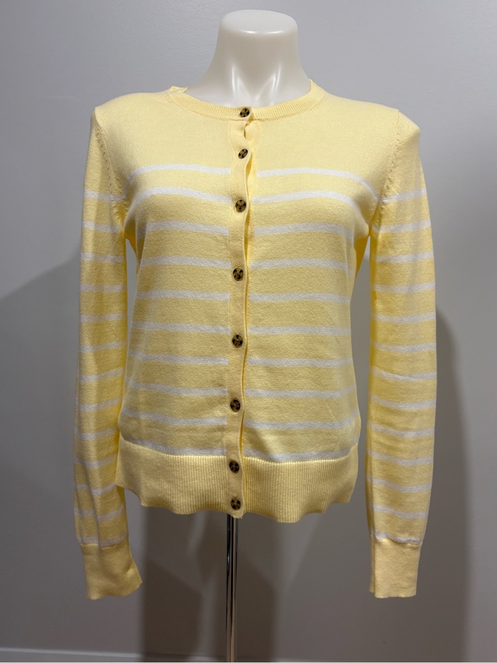 Gap Yellow Striped Women’s Button-Up Sweater Cardigan